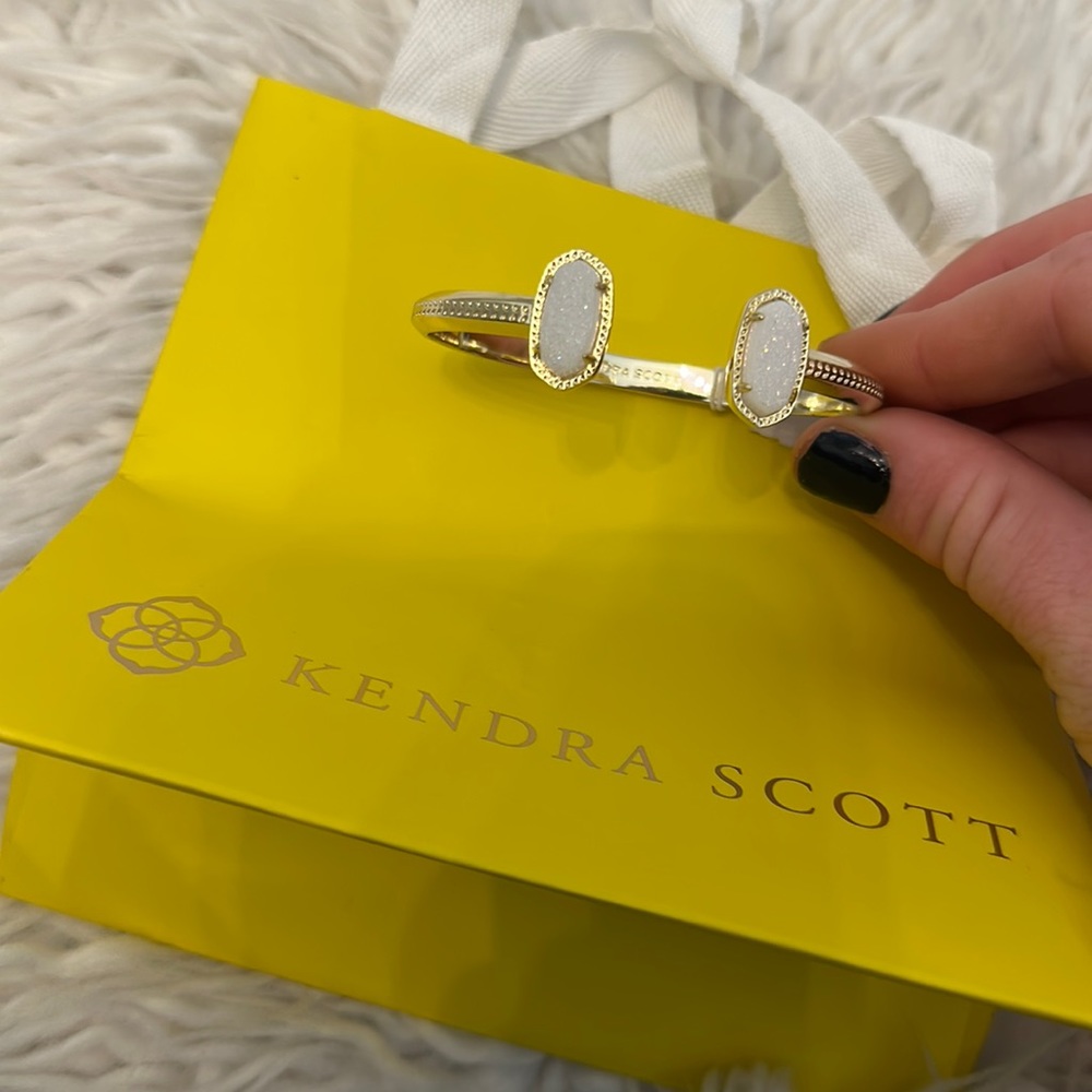 Elton Gold Cuff Bracelet in Iridescent Drusy